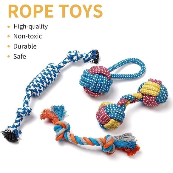 Toozey Puppy Toys for Small Dogs, 7 Pack Small Dog Squeaky, Chew, Rope Toys - Picture 3 of 9